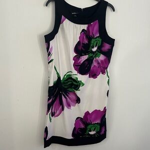 Alyx Floral Mini Dress in Black, White, Purple, and Green